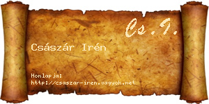 Császár Irén névjegykártya